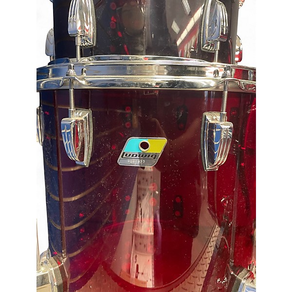 Used Ludwig Vistalite 50th Anniversary Fab 3pc Trans Red Drum Kit
