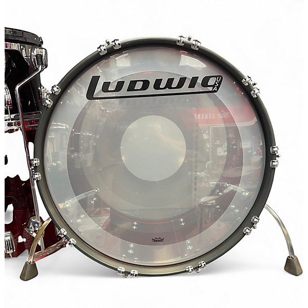 Used Ludwig Vistalite 50th Anniversary Fab 3pc Trans Red Drum Kit
