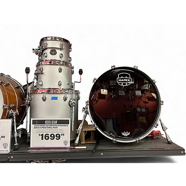 Used Mapex Saturn Evolution Rock Birch 4pc Metallic Gray Drum Kit