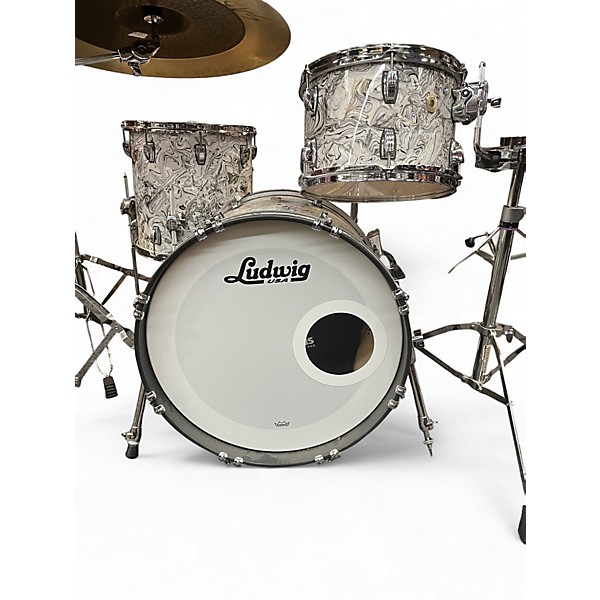 Used Ludwig Classic Maple 3pc Downbeat White Drum Kit