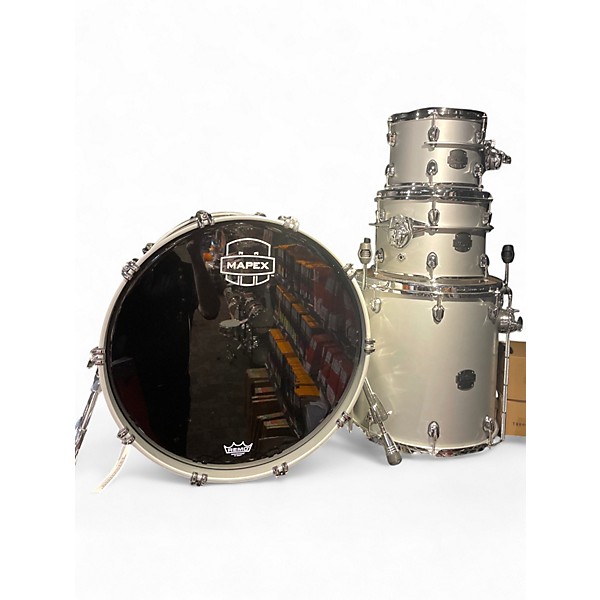 Used Mapex Saturn Evolution Rock Birch 4pc Metallic Gray Drum Kit