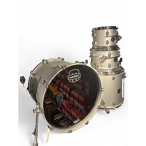 Used Mapex Saturn Evolution Rock Birch 4pc Metallic Gray Drum Kit