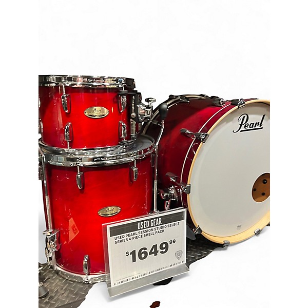 Used Pearl Session Studio Select Series 4pc Crimson Red Burst Drum Kit