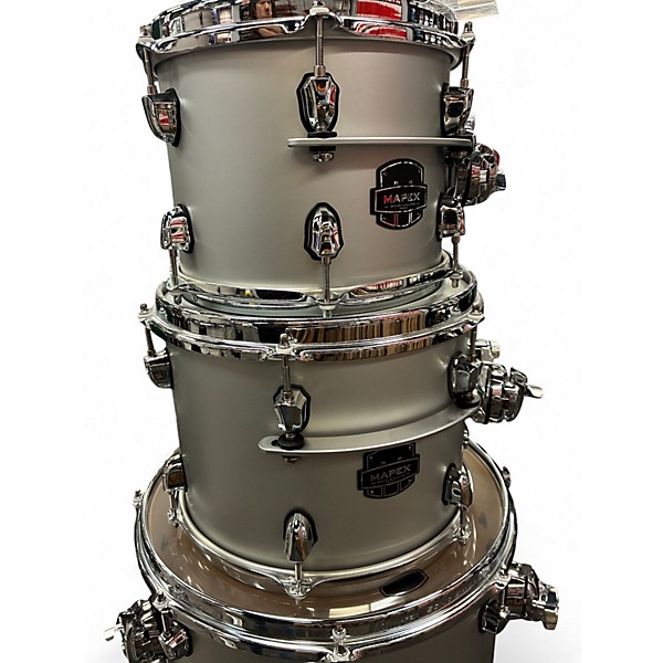 Used Mapex Saturn Evolution Rock Birch 4pc Metallic Gray Drum Kit
