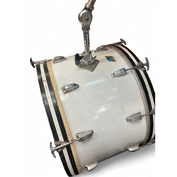 Used 1970s Ludwig 4 Piece 70s Olive Badge Concert Kit White Drum Kit