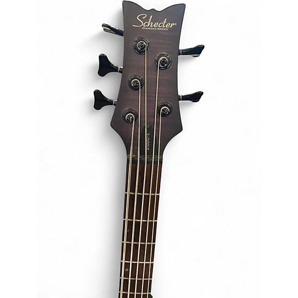 Used Schecter Guitar Research Stiletto Studio 5 String Fretless Trans Purple Electric Bass Guitar