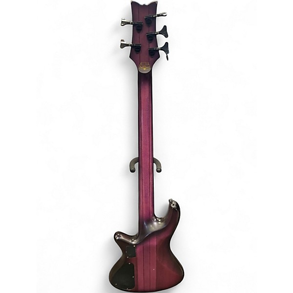 Used Schecter Guitar Research Stiletto Studio 5 String Fretless Trans Purple Electric Bass Guitar