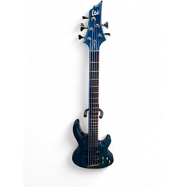 Used ESP LTD B205SM 5 String Blue Electric Bass Guitar