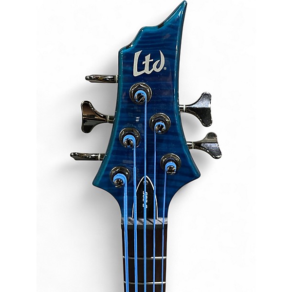 Used ESP LTD B205SM 5 String Blue Electric Bass Guitar