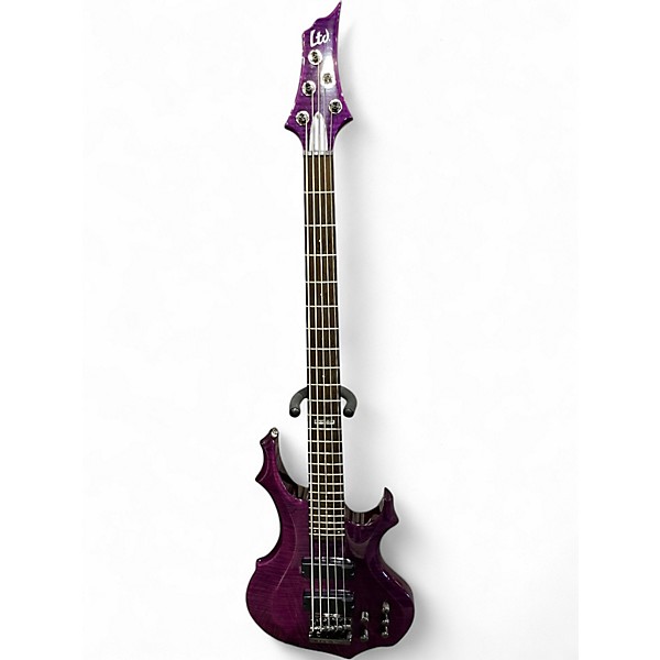 Used ESP LTD F155DX 5 String Purple Electric Bass Guitar