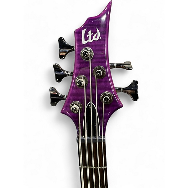 Used ESP LTD F155DX 5 String Purple Electric Bass Guitar