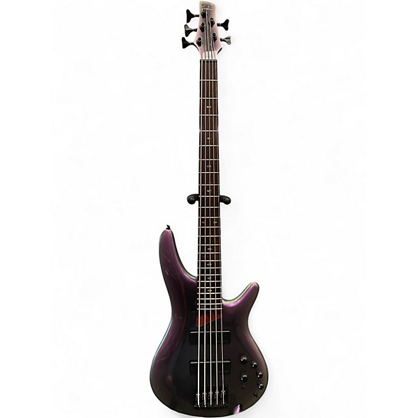 Used Ibanez SR505E Black Aurora Burst Electric Bass Guitar