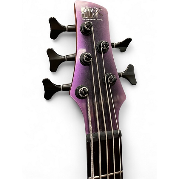 Used Ibanez SR505E Black Aurora Burst Electric Bass Guitar