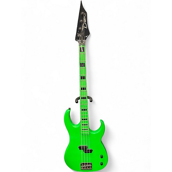 Used Dean Custom Zone 4-String Neon Green Electric Bass Guitar