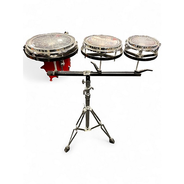 Used Remo Multiple Rototom Set with Stand Black Roto Toms