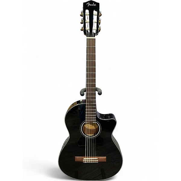 Used Fender CN-140SCE Black Classical Acoustic Electric Guitar