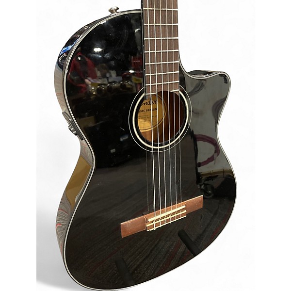 Used Fender CN-140SCE Black Classical Acoustic Electric Guitar