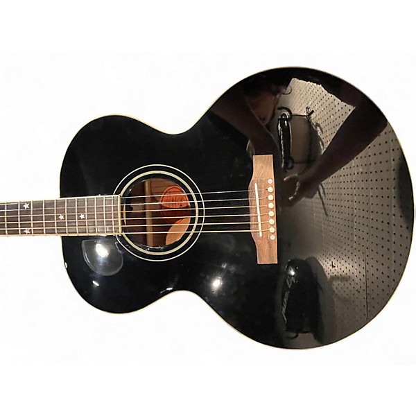 Used 2025 Epiphone J-180 Ebony Acoustic Electric Guitar