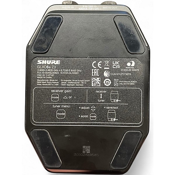 Used Shure GLXD6+ Z3 Instrument Wireless System
