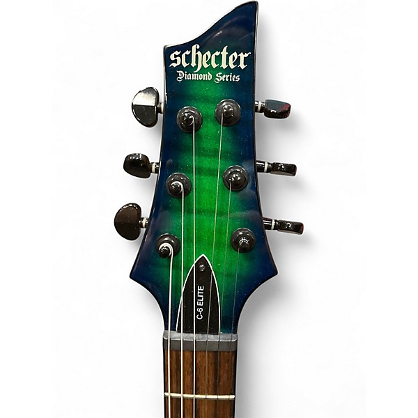 Used Schecter Guitar Research C6 ELITE TRANS GREEN Solid Body Electric Guitar