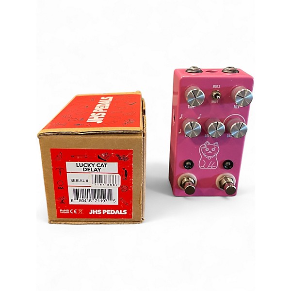 Used JHS Pedals Lucky Cat Delay Pink Effect Pedal