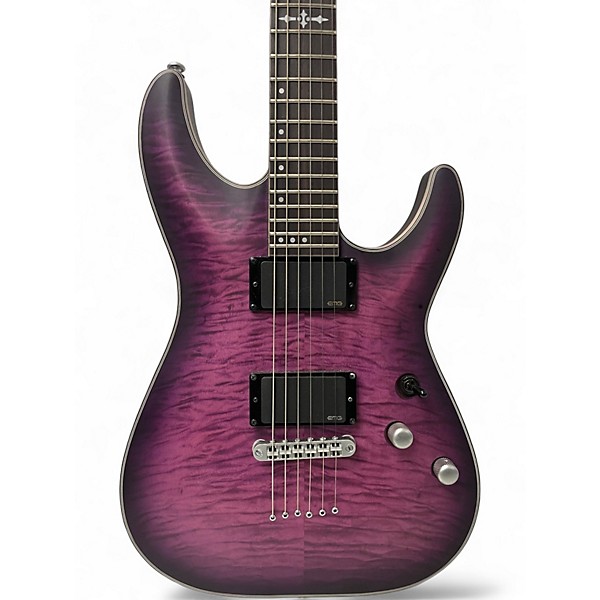 Used Schecter Guitar Research C1 Platinum Satin Purple Burst Solid Body Electric Guitar