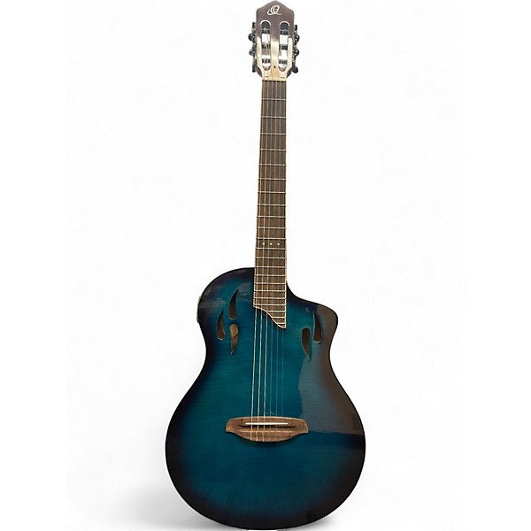 Used Ortega Tour Player Blue Burst Classical Acoustic Electric Guitar