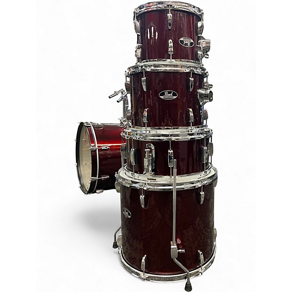 Used Pearl 5 Piece Export red sparkle Drum Kit