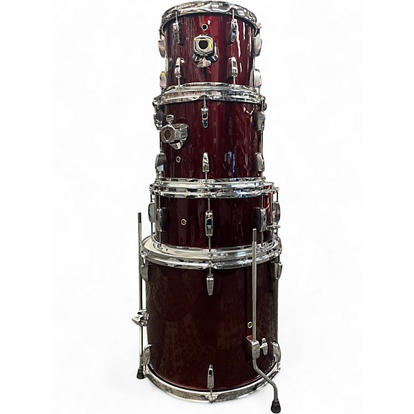Used Pearl 5 Piece Export red sparkle Drum Kit