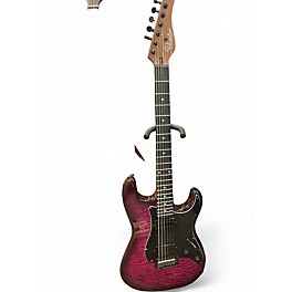 Used Schecter Guitar Research Traditional Pro Transparent Purple Burst Solid Body Electric Guitar