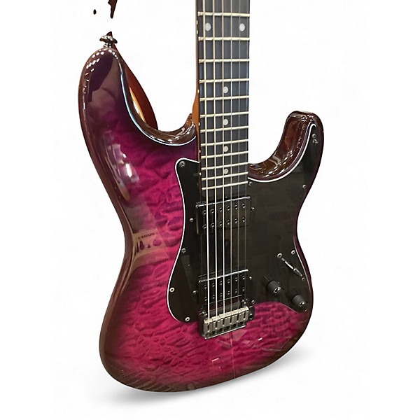 Used Schecter Guitar Research Traditional Pro Transparent Purple Burst Solid Body Electric Guitar