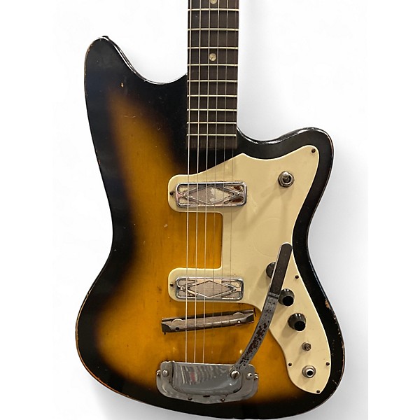Vintage 1960s Silvertone Silouette sunburst Solid Body Electric Guitar