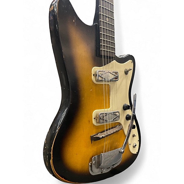 Vintage 1960s Silvertone Silouette sunburst Solid Body Electric Guitar