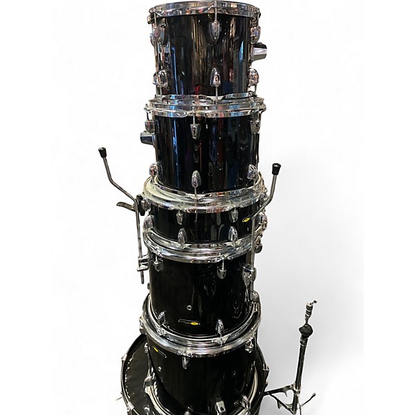 Used Sp 6 Piece DRUM SET Black Drum Kit