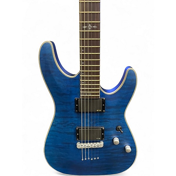 Used Schecter Guitar Research C1 Platinum Blue Quilt Solid Body Electric Guitar