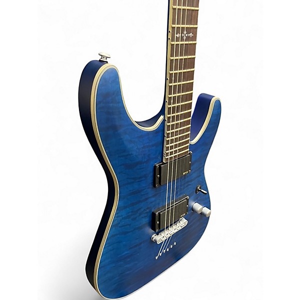 Used Schecter Guitar Research C1 Platinum Blue Quilt Solid Body Electric Guitar