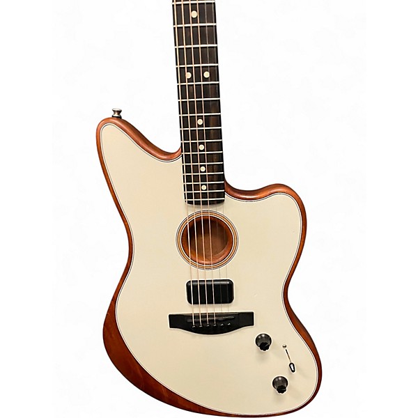Used Fender American Acoustasonic Jazzmaster Arctic White Acoustic Electric Guitar