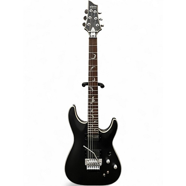 Used Schecter Guitar Research Damien Platinum With Floyd Rose and Sustainiac Satin Black Solid Body Electric Guitar