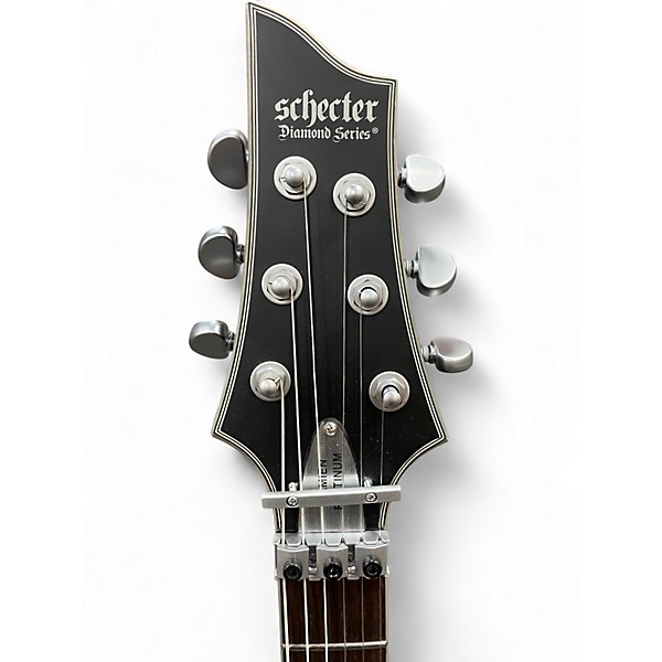Used Schecter Guitar Research Damien Platinum With Floyd Rose and Sustainiac Satin Black Solid Body Electric Guitar