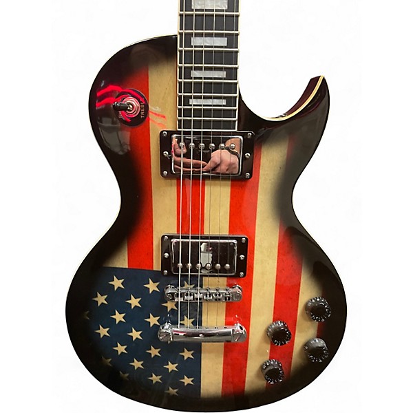 Used Leo Jaymz SINGLE CUT DELUXE AMERICAN FLAG Solid Body Electric Guitar