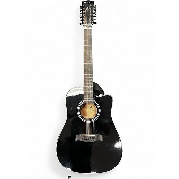 Used Fesley FDET280C Black 12 String Acoustic Electric Guitar
