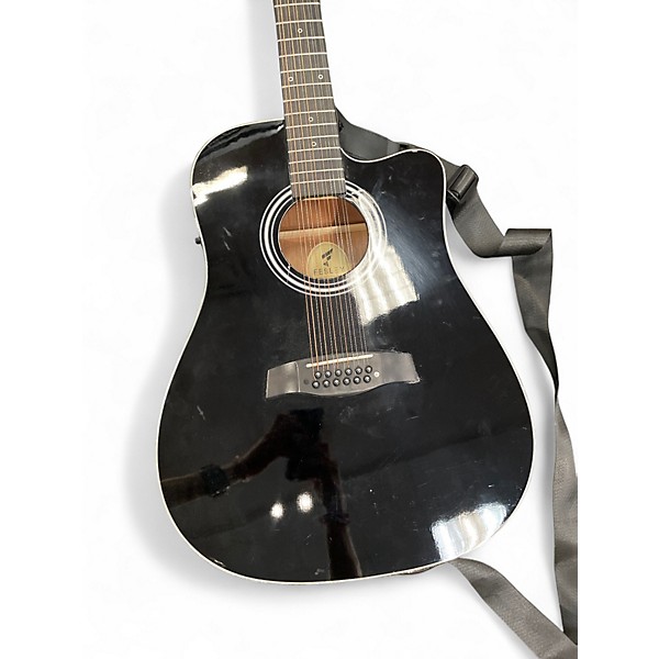 Used Fesley FDET280C Black 12 String Acoustic Electric Guitar