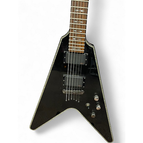 Used Schecter Guitar Research DIAMOND SERIES HELLRAISER V-1 Black Solid Body Electric Guitar