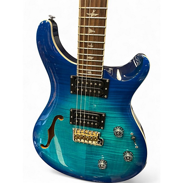 Used PRS SE Custom 24 Semi Hollow Piezo Trans Blue Burst Hollow Body Electric Guitar