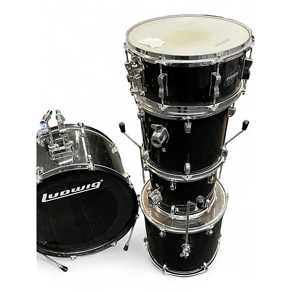 Used Ludwig 5 Piece Accent CS Black Drum Kit