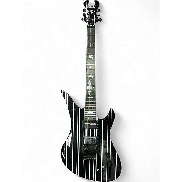 Used Schecter Guitar Research Synyster Gates Signature Custom S Black with Silver Pinstripes Solid Body Electric Guitar