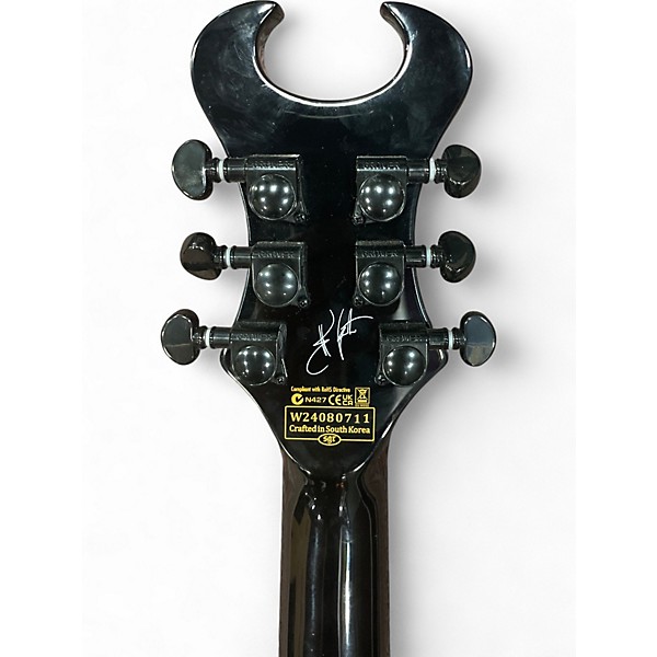 Used Schecter Guitar Research Synyster Gates Signature Custom S Black with Silver Pinstripes Solid Body Electric Guitar