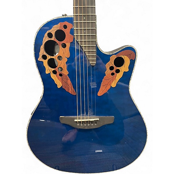 Used Ovation ce44p Blue Acoustic Guitar