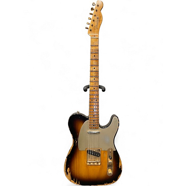 Used 2014 Fender Custom Shop 1951 Telecaster Heavy Relic Gold Hardware 2 Tone Sunburst Solid Body Electric Guitar