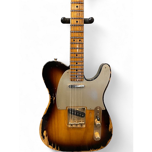 Used 2014 Fender Custom Shop 1951 Telecaster Heavy Relic Gold Hardware 2 Tone Sunburst Solid Body Electric Guitar